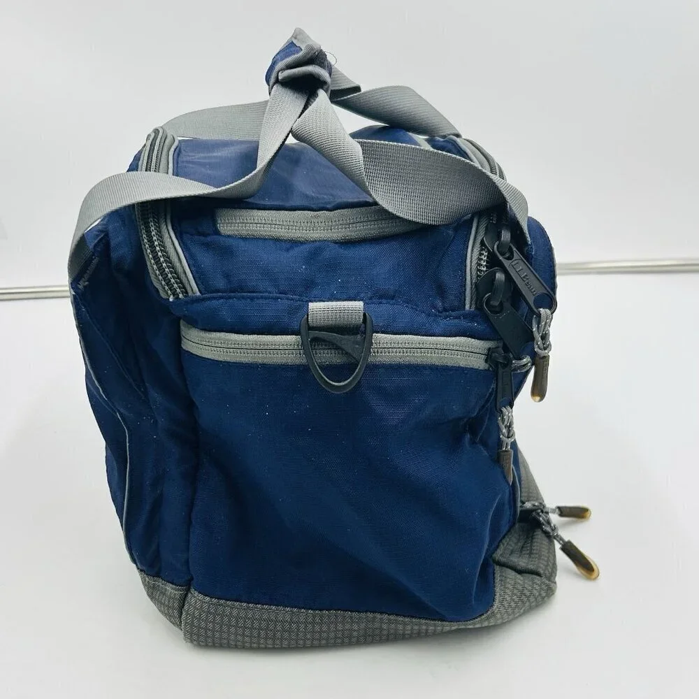 LL Bean Small Gym Travel Double Handle Bag with Built-in Cooler Blue Softshell